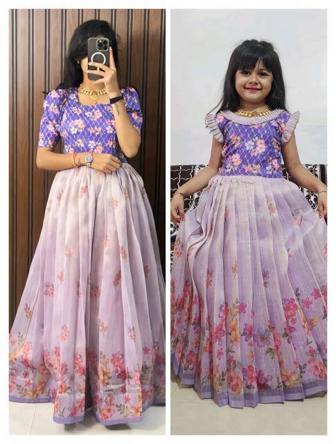 NEW LAUNCING mother daughter combo GOWN DOBI silk Kids wear market wholesale online